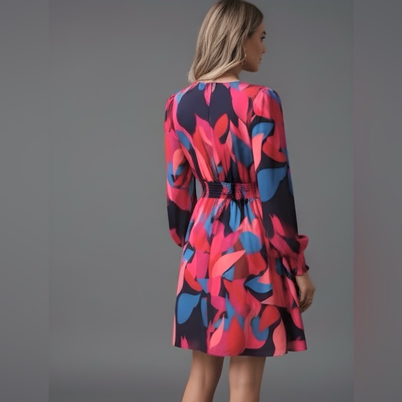 Shirred Bishop Cuff Sleeve A-line Dress - Picture 3 of 9